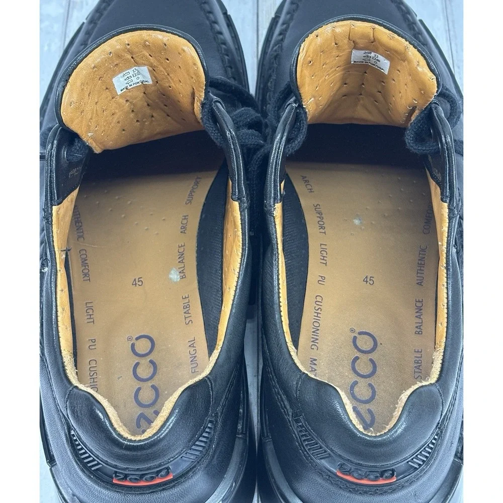 ECCO Men's Black Leather Oxford Lace Up Comfort Shoes EU 45 US 11-11.5